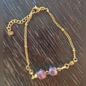 NEW! Stainless steel bracelet with faceted garnet stones